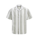 JACK & JONES PREMIUM Summer Stribet Resort S/S Hør Skjorte - Vetiver