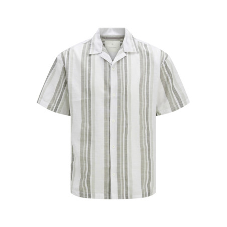 JACK & JONES PREMIUM Summer Stribet Resort S/S Hør Skjorte - Vetiver