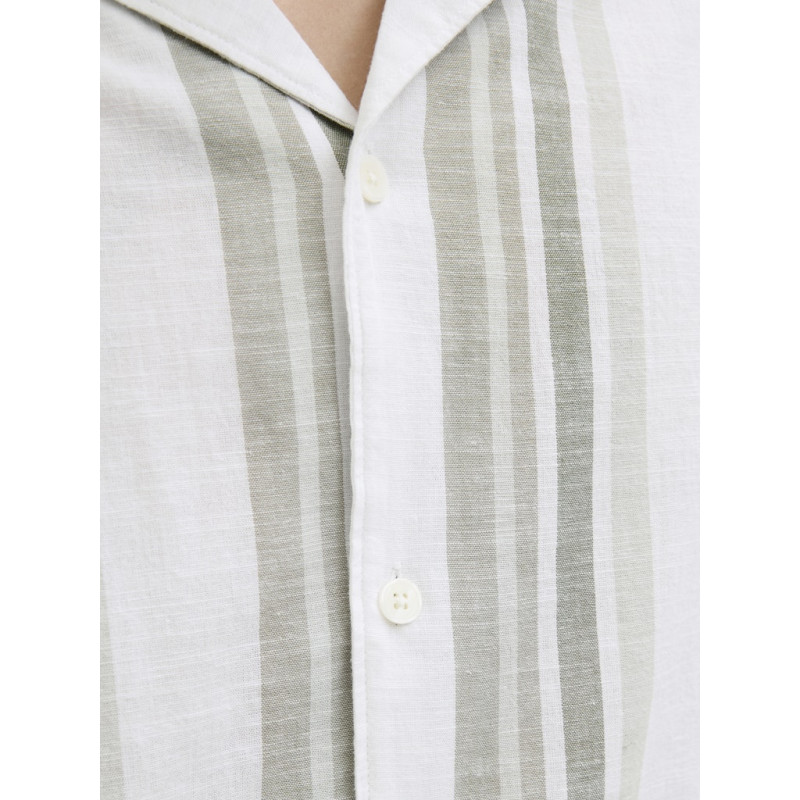 JACK & JONES PREMIUM Summer Stribet Resort S/S Hør Skjorte - Vetiver