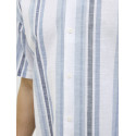 JACK & JONES PREMIUM Summer Stribet Resort S/S Hør Skjorte - Ashley Blue