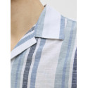 JACK & JONES PREMIUM Summer Stribet Resort S/S Hør Skjorte - Ashley Blue