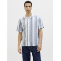 JACK & JONES PREMIUM Summer Stribet Resort S/S Hør Skjorte - Ashley Blue