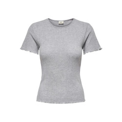 JDY Salsa S/S Top - Light Grey Melange