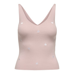 JDY Nanna S/L Broderet Top - Chalk Pink / Cloud Dancer Heart