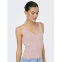 JDY Nanna S/L Broderet Top - Chalk Pink / Cloud Dancer Heart