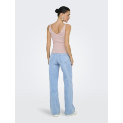 JDY Nanna S/L Broderet Top - Chalk Pink / Cloud Dancer Heart