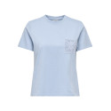 JDY Selma S/S T-shirt Med Hæklet Lomme - Soft Chambray