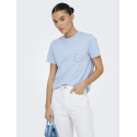JDY Selma S/S T-shirt Med Hæklet Lomme - Soft Chambray