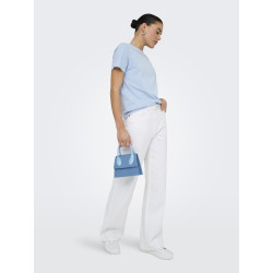 JDY Selma S/S T-shirt Med Hæklet Lomme - Soft Chambray