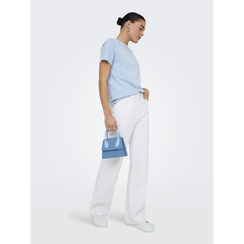 JDY Selma S/S T-shirt Med Hæklet Lomme - Soft Chambray