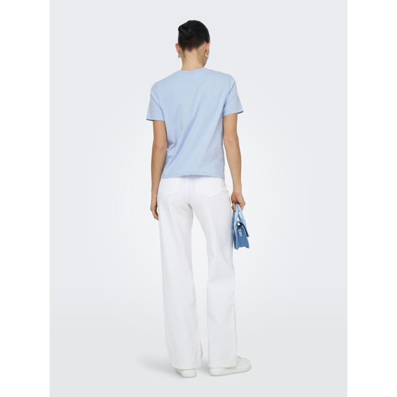 JDY Selma S/S T-shirt Med Hæklet Lomme - Soft Chambray