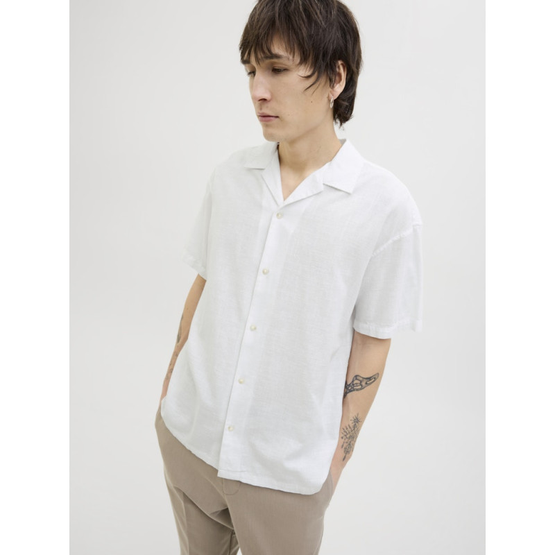 JACK & JONES ESSENTIALS Summer Resort Hør Skjorte - Hvid