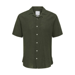 ONLY & SONS Caiden S/S Hør Skjorte - Kambaba