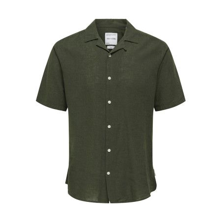 ONLY & SONS Caiden S/S Hør Skjorte - Kambaba