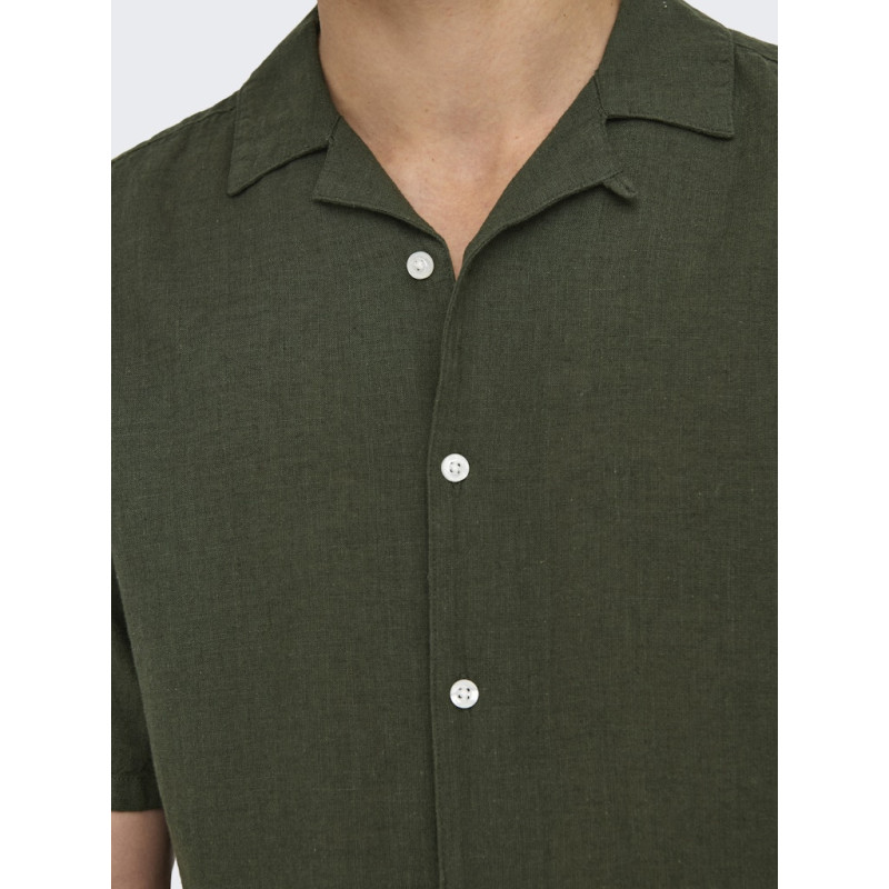 ONLY & SONS Caiden S/S Hør Skjorte - Kambaba