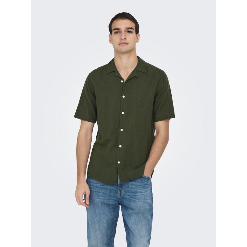 ONLY & SONS Caiden S/S Hør Skjorte - Kambaba