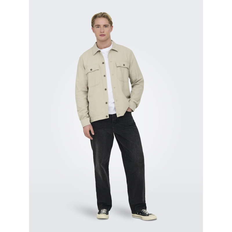 ONLY & SONS Kenneth Hør Overshirt - Silver Lining