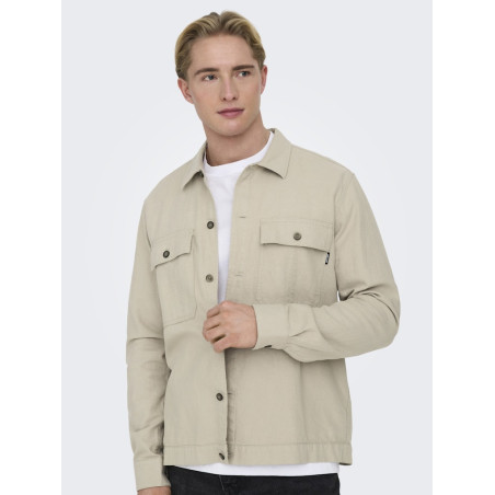 ONLY & SONS Kenneth Hør Overshirt - Silver Lining