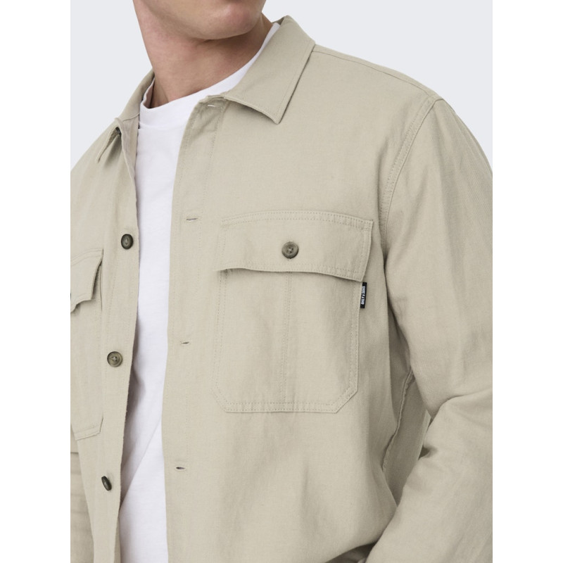 ONLY & SONS Kenneth Hør Overshirt - Silver Lining