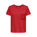 JDY Selma S/S T-shirt Med Hæklet Lomme - Mars Red