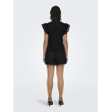 ONLY Lou Broderet S/S Flæse Top - Sort