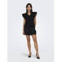 ONLY Lou Broderet S/S Flæse Top - Sort