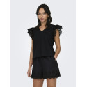 ONLY Lou Broderet S/S Flæse Top - Sort