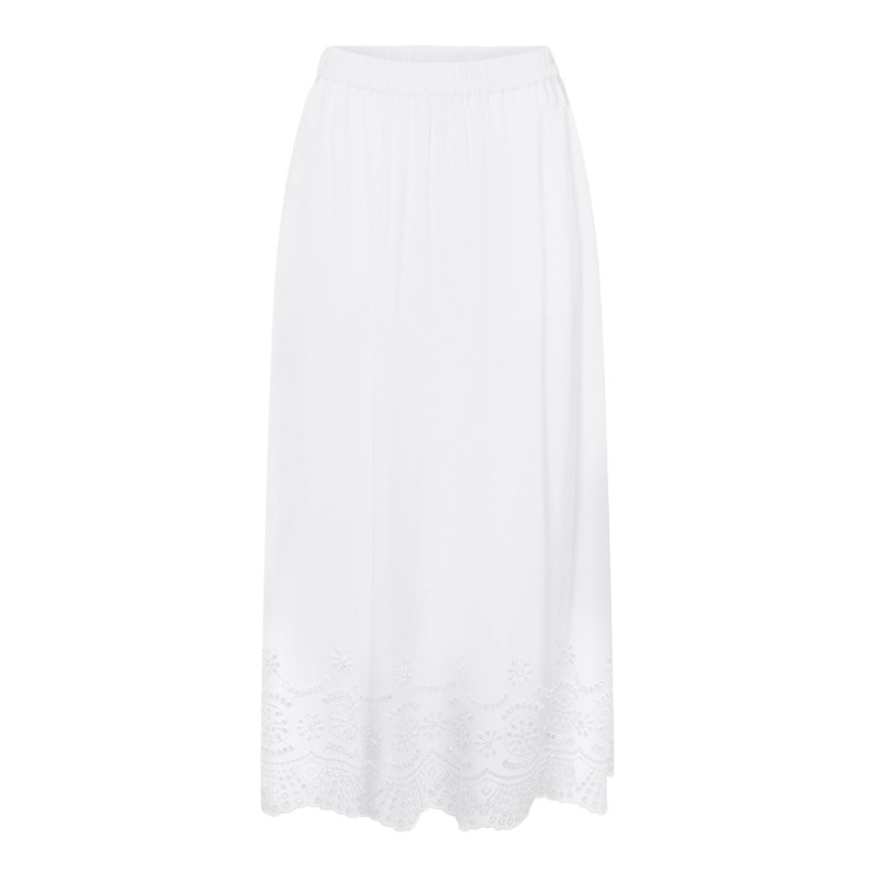 ONLY Lou Life Lang Broderet Nederdel - Bright White