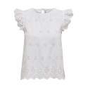 ONLY Lou Life S/S Broderet Top Med Åben Ryg - Bright White
