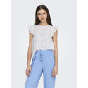 ONLY Lou Life S/S Broderet Top Med Åben Ryg - Bright White
