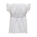 ONLY Lou Life S/S Broderet Top Med Åben Ryg - Bright White