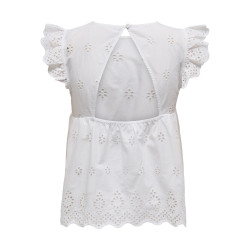 ONLY Lou Life S/S Broderet Top Med Åben Ryg - Bright White
