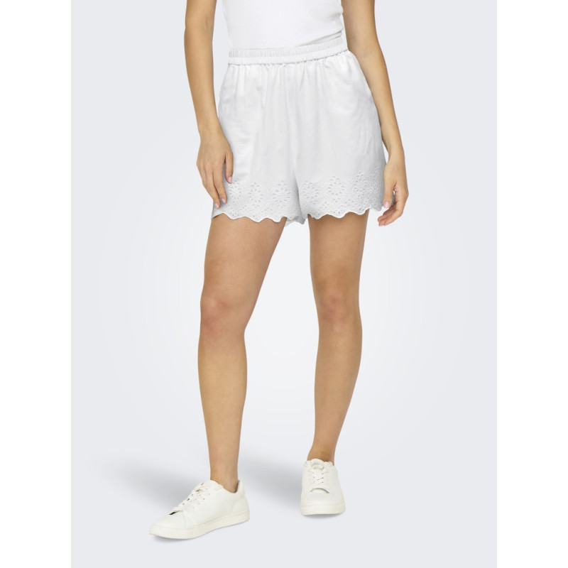 ONLY Lou Life Broderede Shorts - Bright White