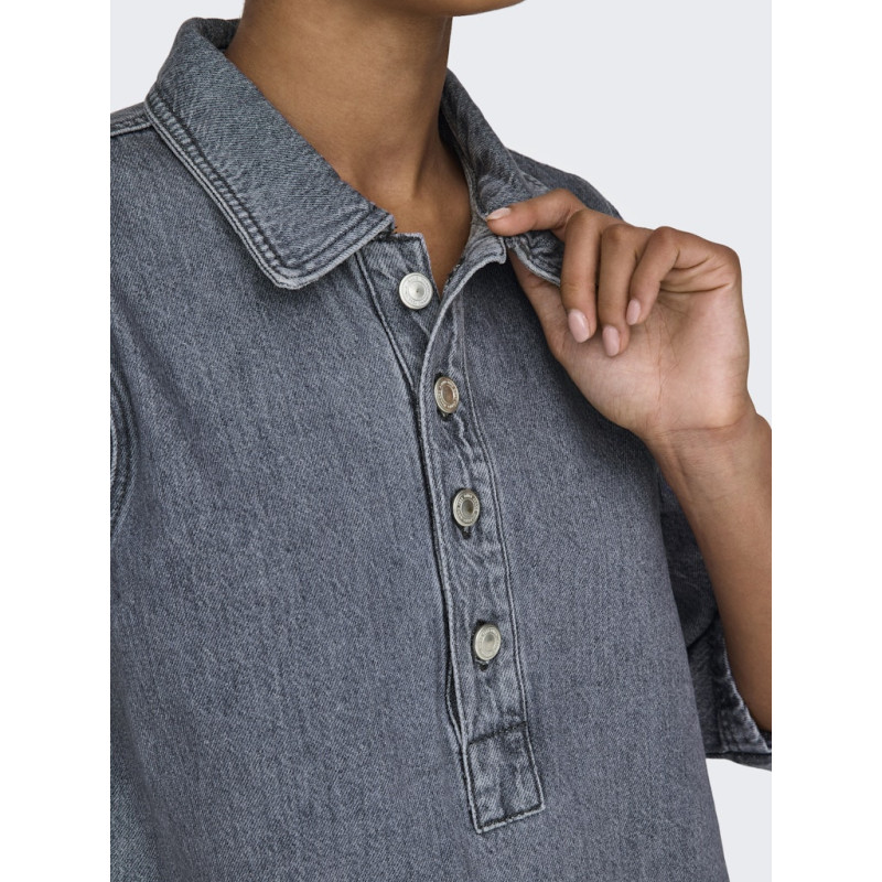 ONLY Gry S/S Denim Kjole - Grey Denim