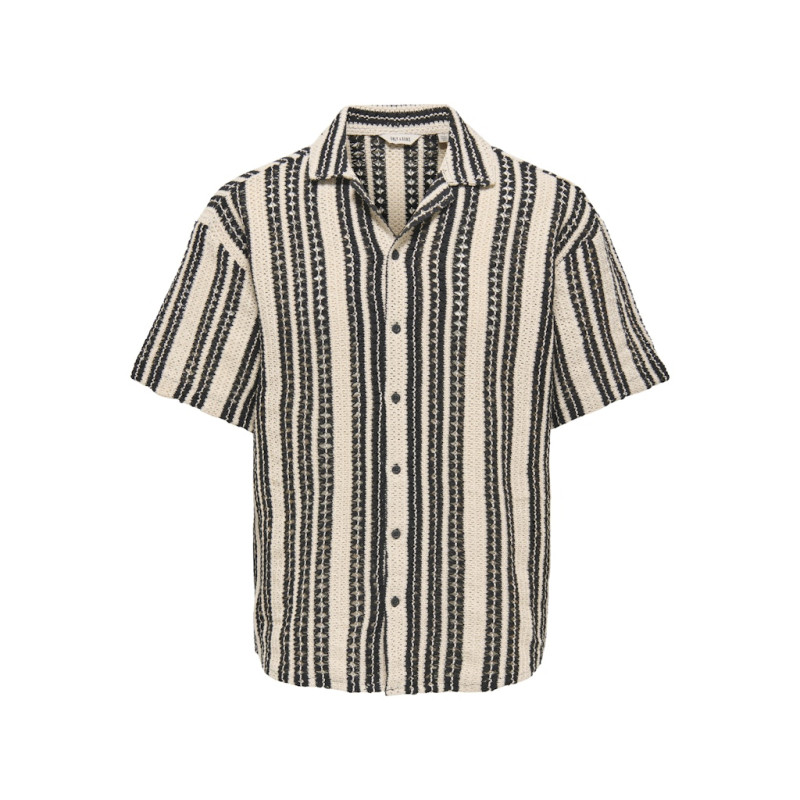 ONLY & SONS Dani Hæklet Skjorte - Cloud Dancer / Sort