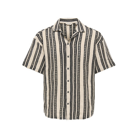 ONLY & SONS Dani Hæklet Skjorte - Cloud Dancer / Sort