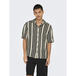 ONLY & SONS Dani Hæklet Skjorte - Cloud Dancer / Sort