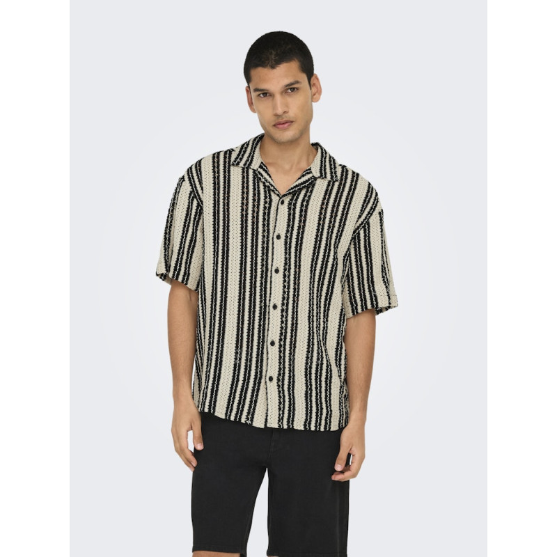 ONLY & SONS Dani Hæklet Skjorte - Cloud Dancer / Sort