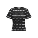 ONLY Annasofia Life S/S Stribet Strik Top - Sort / Cloud Dancer