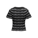 ONLY Annasofia Life S/S Stribet Strik Top - Sort / Cloud Dancer