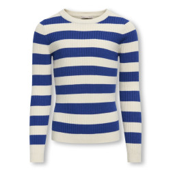 KIDS ONLY Karol L/S Strik Bluse - Birch / Mazarine Blue