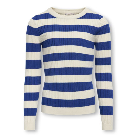 KIDS ONLY Karol L/S Strik Bluse - Birch / Mazarine Blue