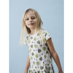 NAME IT KIDS Vigga Capsl Kjole - Bright White / Tropical