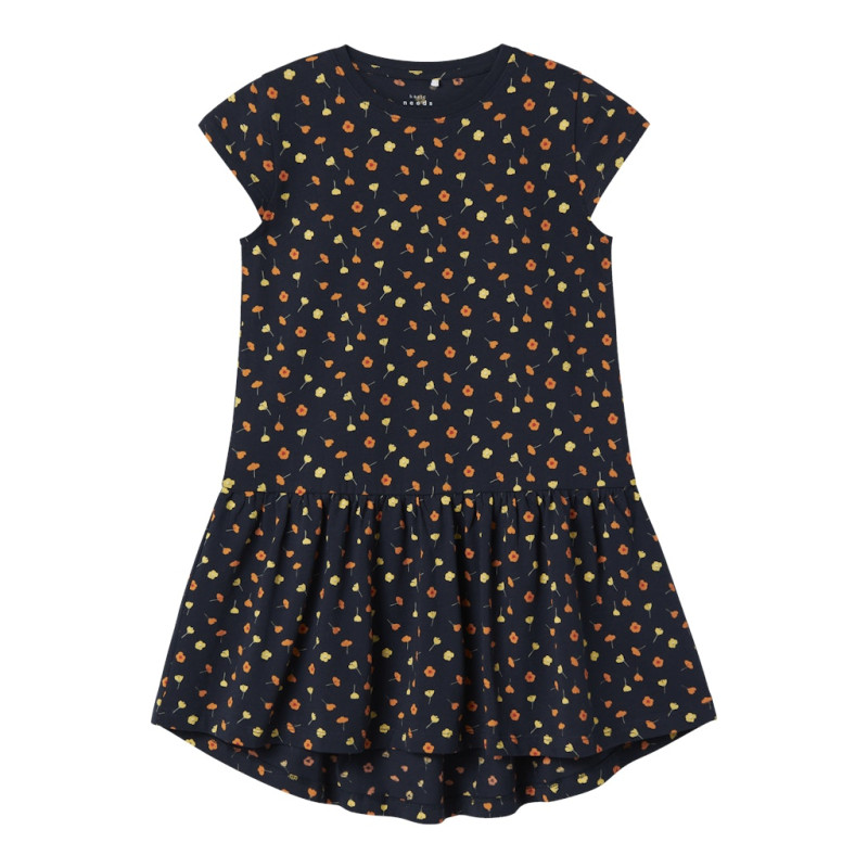 NAME IT KIDS Vigga Capsl Kjole - Dark Sapphire / Flowers