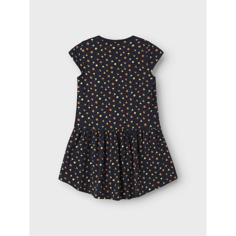 NAME IT KIDS Vigga Capsl Kjole - Dark Sapphire / Flowers