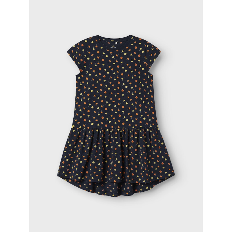 NAME IT KIDS Vigga Capsl Kjole - Dark Sapphire / Flowers