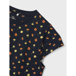 NAME IT KIDS Vigga Capsl Kjole - Dark Sapphire / Flowers