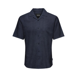 ONLY & SONS Caiden S/S Hør Skjorte - Night Sky