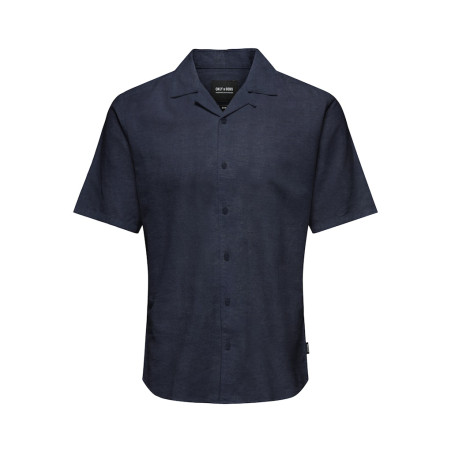 ONLY & SONS Caiden S/S Hør Skjorte - Night Sky