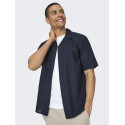 ONLY & SONS Caiden S/S Hør Skjorte - Night Sky